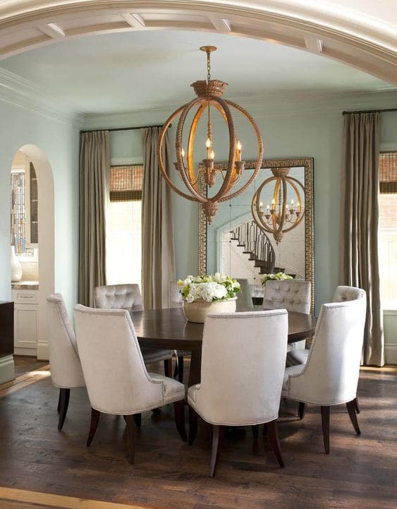 dining room chandeliers with mirror