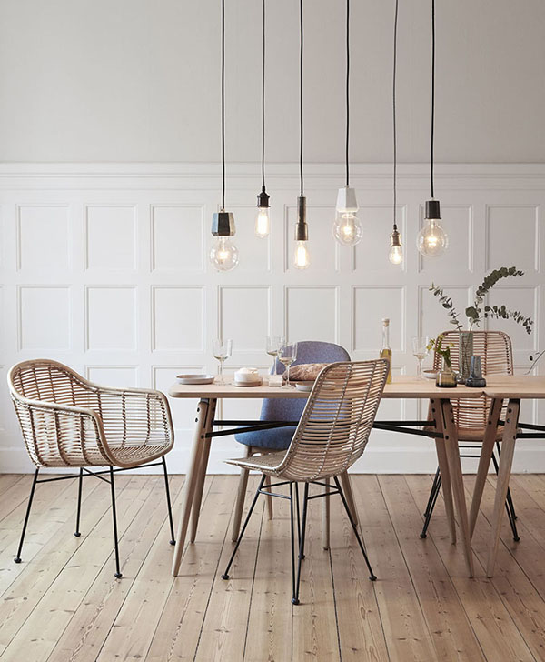 white dining room accent wall