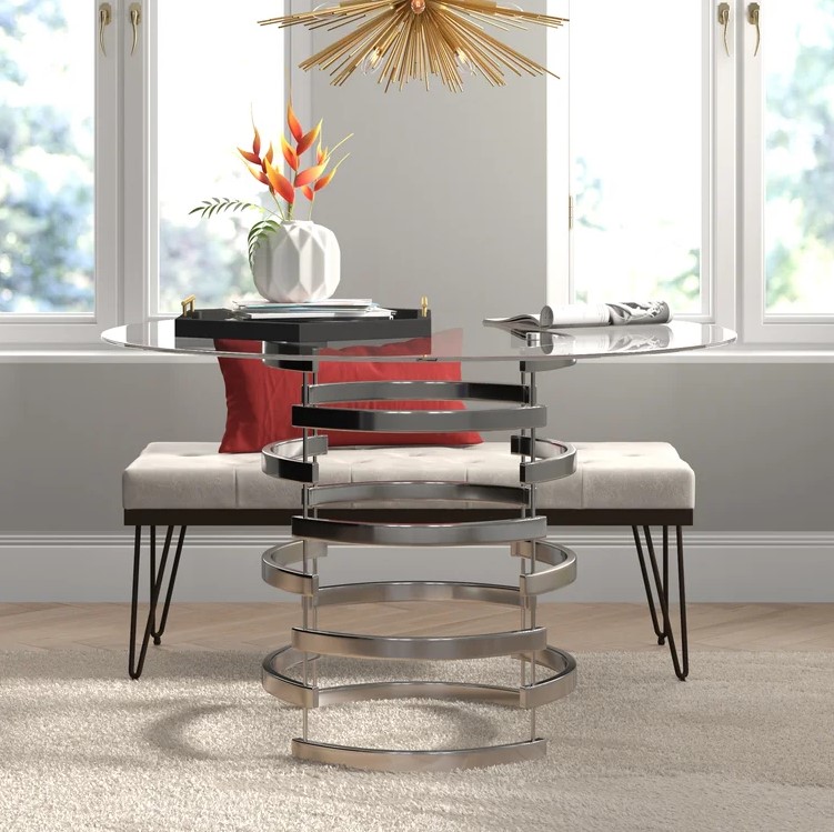 arkesha round glass dining table