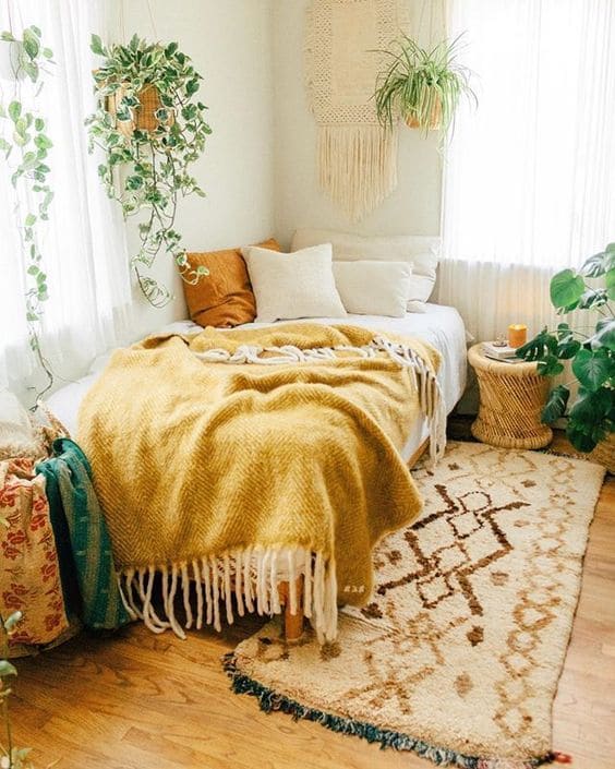 colorful blanket boho bedroom ideas