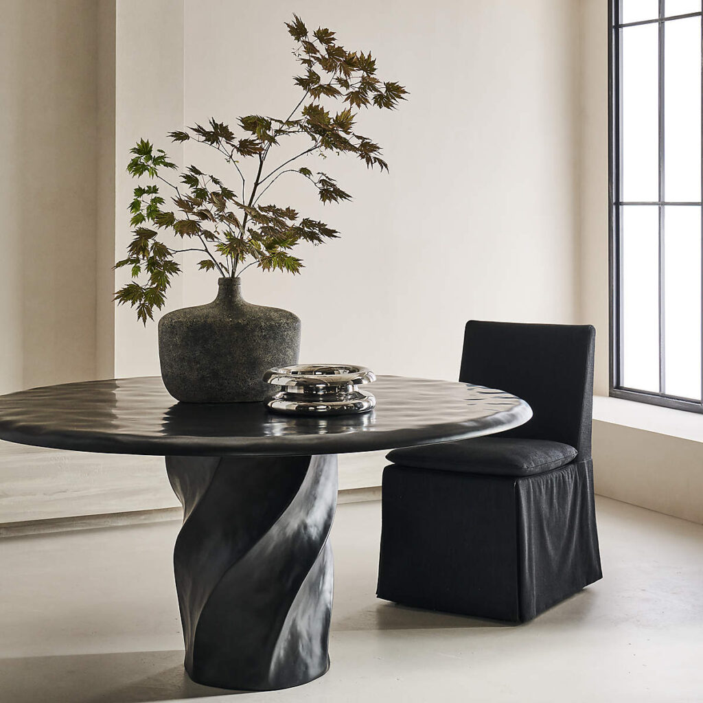 lucia round black resin dining table