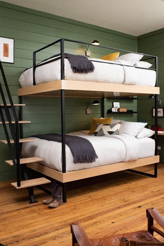 metal and wood bunk bed for adults