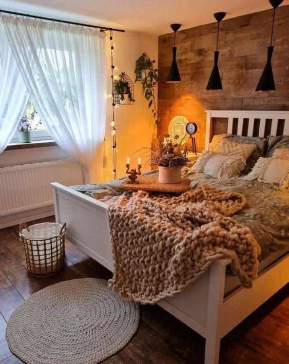 wood wall boho bedroom ideas